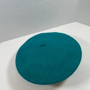 Beret Basque De Luxe Hat Teal Blue 100% Wool French